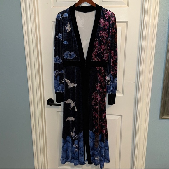 Blackmilk Jackets & Blazers - Blackmilk Flight of Tsuru Velvet Maxi Kimono M *modified